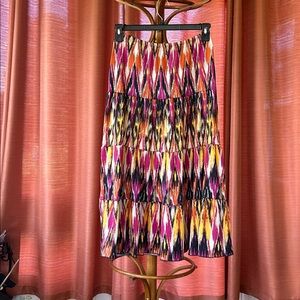 Jason Maxwell Colorful Tiered Maxi Skirt, New Without Tags